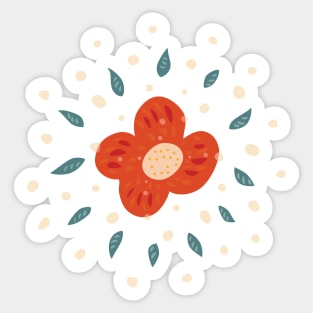 Simple Pretty Orange Flower Sticker